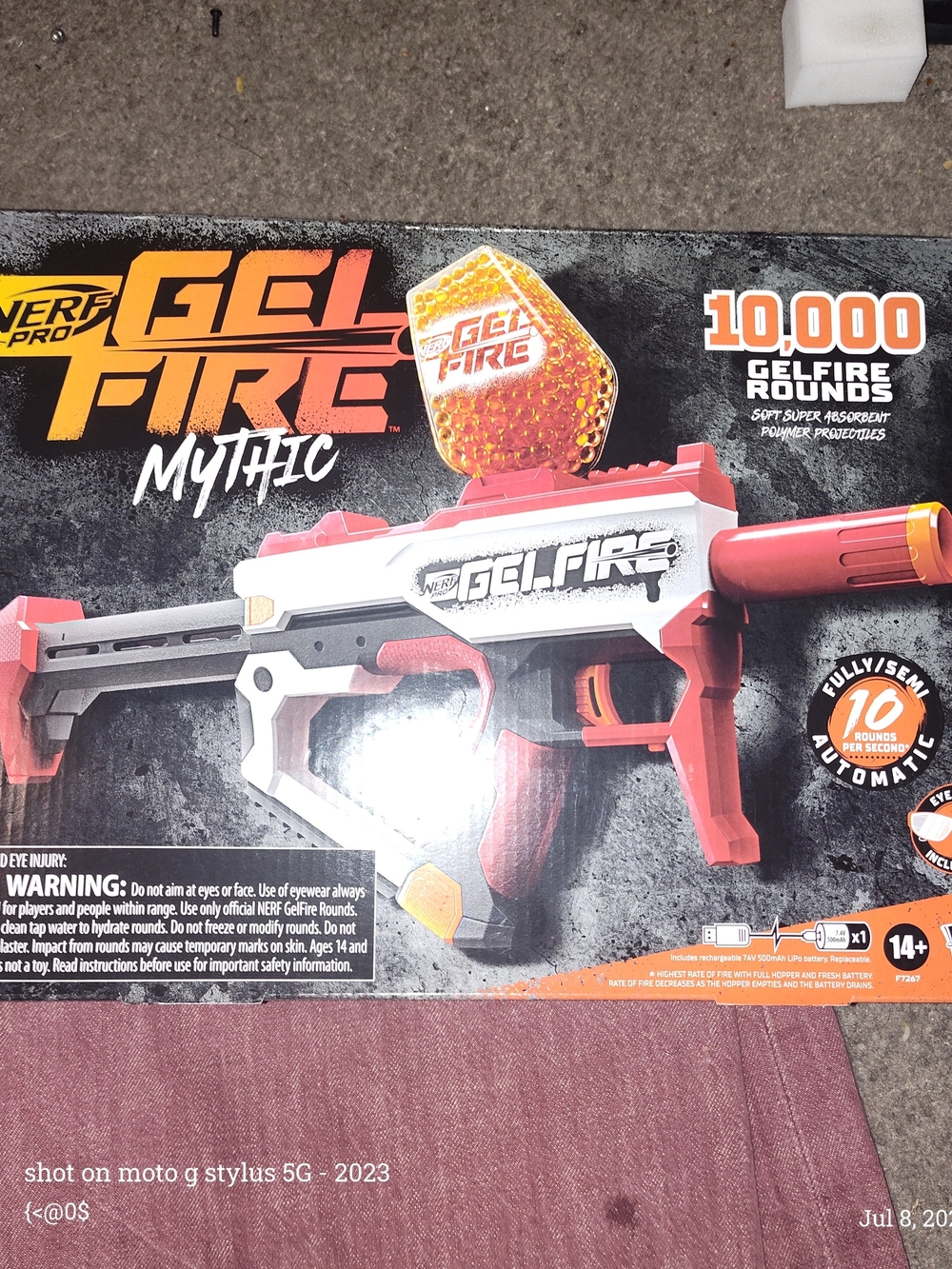 Nerf GELFIRE Mythic Blaster in Red and White with Orange Accents